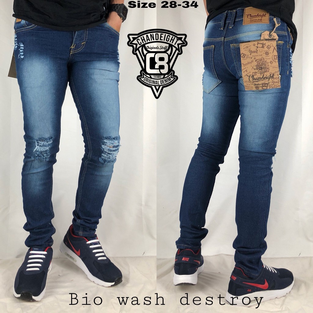 Celana Jeans Sobek Pria / Jeans Ripped 04 - Bio wash Scrub Ripped Destroy