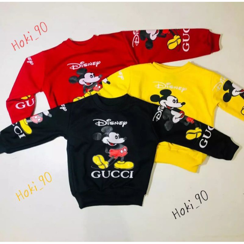 setelan anak cewek - cowok// sweater joger gucci mickey mouse 1 - 9 tahun setelan terbaru