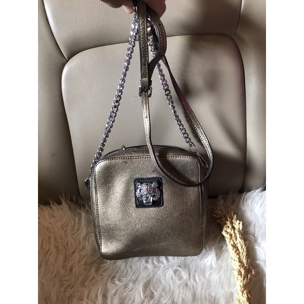 preloved bag import|sling rantai kulman|gold leather bag|tas doctor rantai|ala kenzo selempang kulit