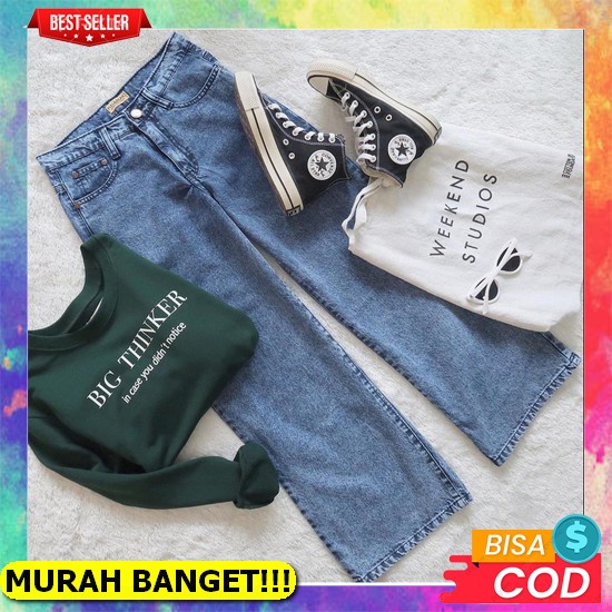 Boyfriend Jeans High Waist Sobek Bawah Terbaru 2022 Keren / Boyfriend Wanita Sobek Bawah Kekinian Ju