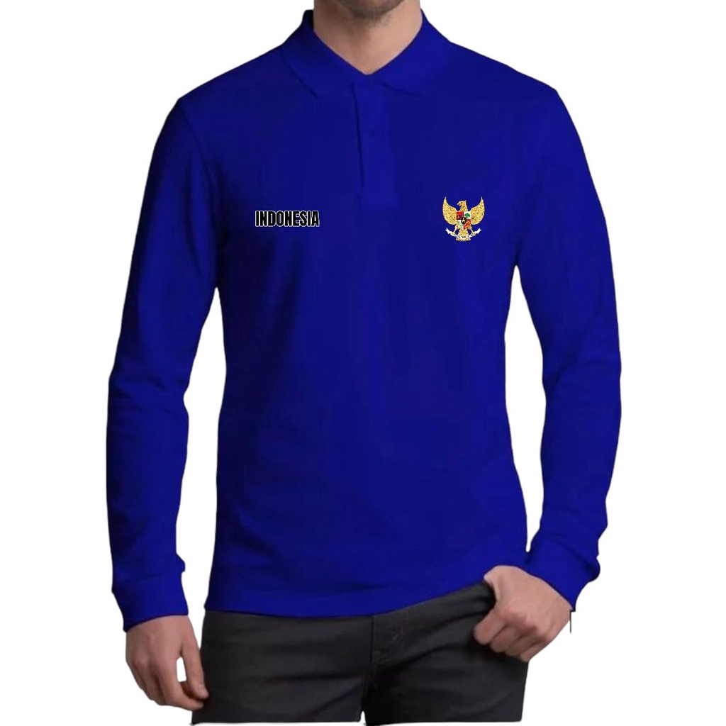 Noveli wear - Kaos kerah pria lengan panjang | kaos polo shirt distro logo Garuda Indonesia