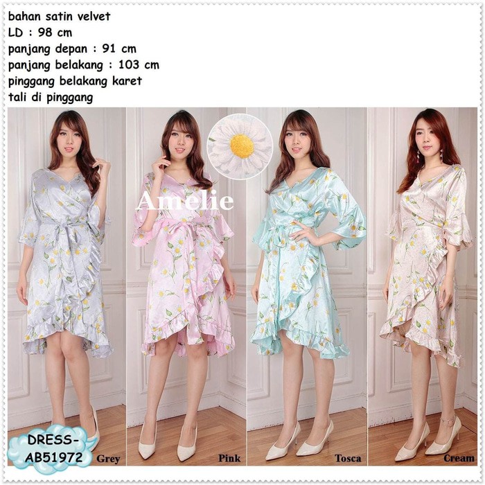 Mini Dress Kimono Wanita Korea Bangkok Import Pink Cream Tosca Grey