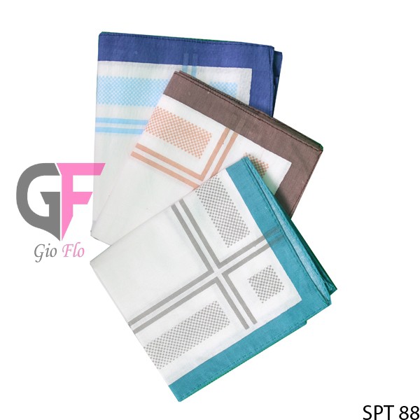 GIOFLO Sapu Tangan Cowok Katun Aksesoris Pria Isi 3 PCs Multicolor / SPT 88