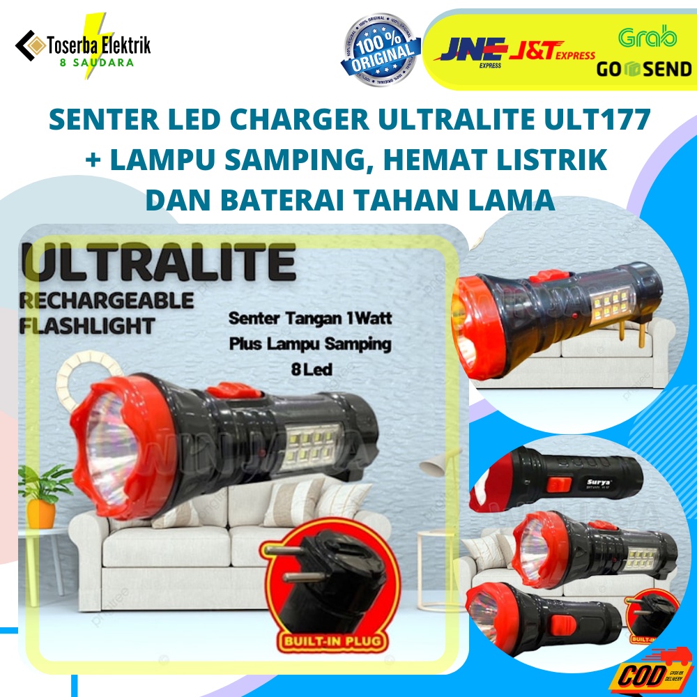 Senter Led Charger Ultralite Ult T1w 8 led Senter Tangan Recherge, senter, senter led, lampu senter 