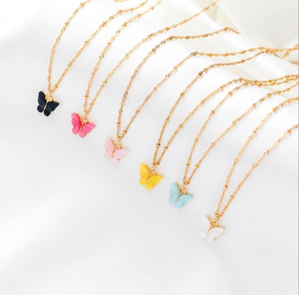 Kalung Rantai Liontin Kupu-kupu Butterfly Necklace Color Aksesoris Wanita