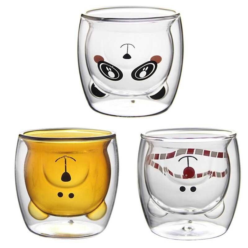 Cangkir Gelas Mug Kopi Anti Panas 2 Layer Model Panda Lucu 250ml