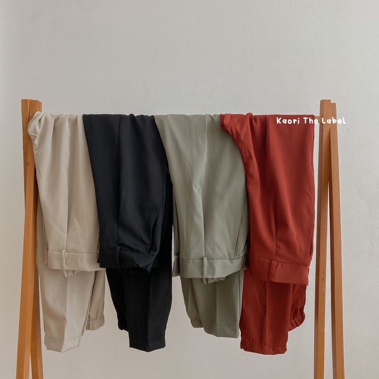 Busan Semi Jogger Pants - Celana Jogger Wanita - Celana High Waist - Celana Kantor Panjang - Celana Anti Kusut - Celana Korea Wanita - Celana Formal / Casual - Petite Friendly