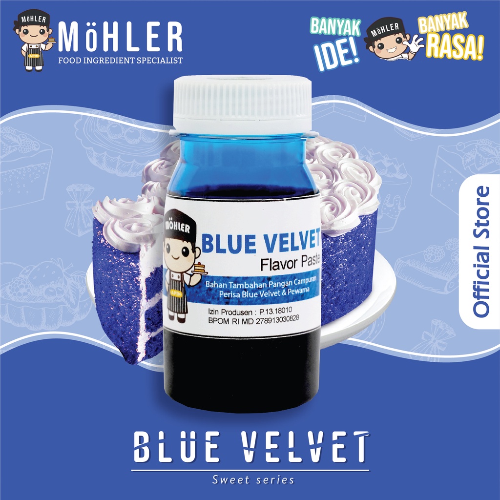 MOHLER Pasta perisa pewarna BLUE VELVET (KLIK KOMBO HEMAT UNTUK  BELI 1 GRATIS 1)