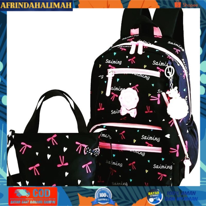

[TERBARU] RANSEL SEKOLAH / RANSEL KULIAH SET SAIMING PITA - Hitam