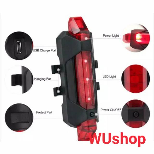 LAMPU led belakang sepeda USB