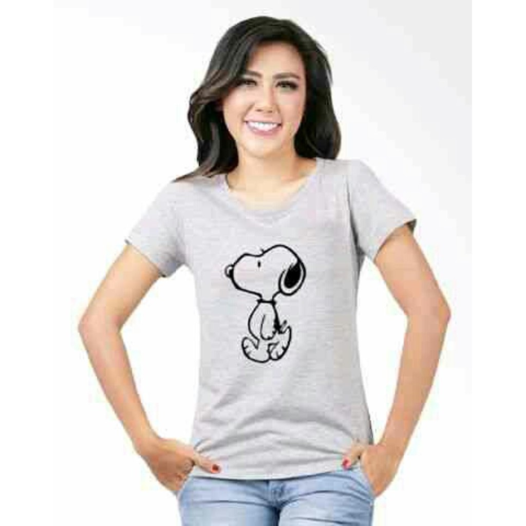 Kaos Snoopy G Kaos Lengan Pendek Wanita Bahan Adem Gambar Kartun