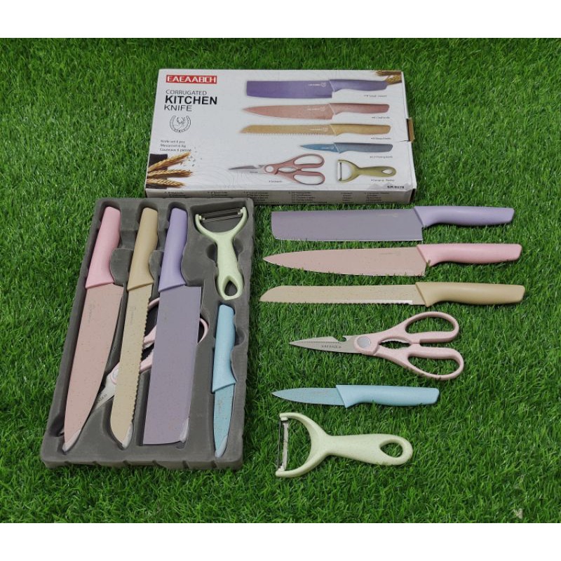 PISAU SET EAEAABCH 6 in 1/KNIFE SET EAEAABCH 6 in 1 STEINLESS LAPISAN ANTI LENGKET
