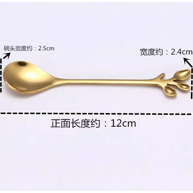 READY! Sendok Garpu Korea / Gold Silver Bentuk Daun / Tea Spoon Gold Daun / Sendok Dessert/ Souvenir