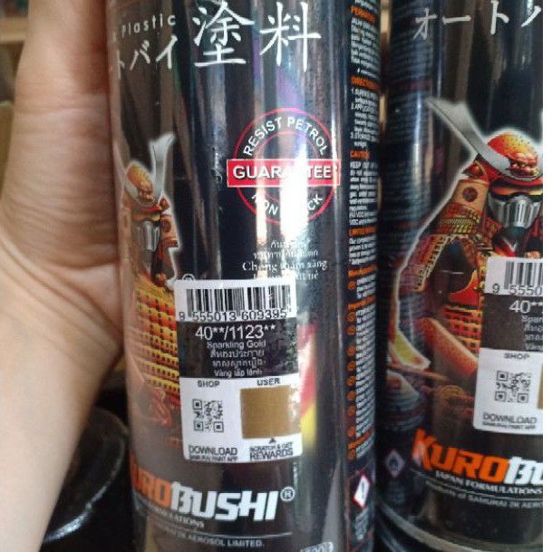 Pilok Pilox Samurai Paint Kurobushi Sparkling Gold / Emas Metalik (1123**) 400ml