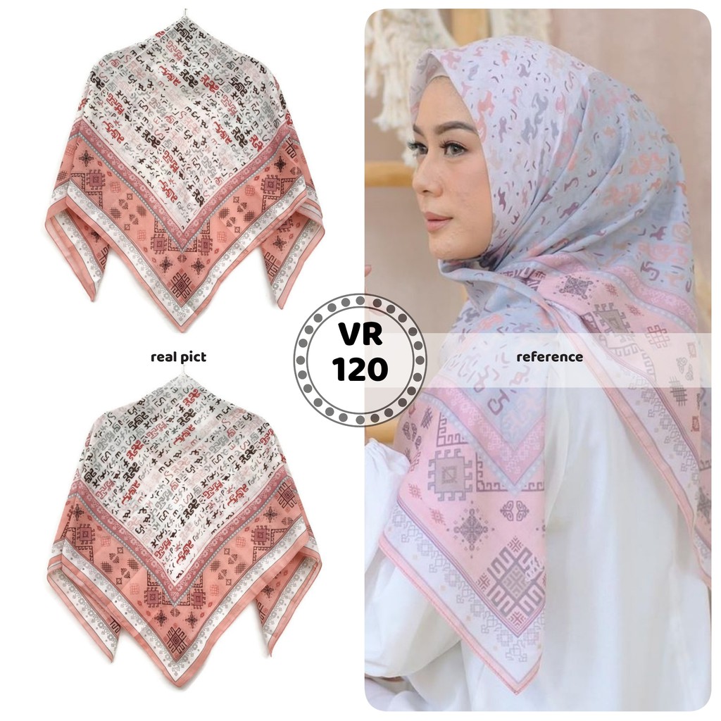 HIJAB DEENAY KW MOTIF TERBARU PINK ETNIK SEGIEMPAT VR120