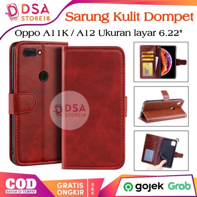 Case Oppo A12 / Casing Oppo A11K / Leather Case Flip Cover Wallet Dompet Hp Casing Kulit