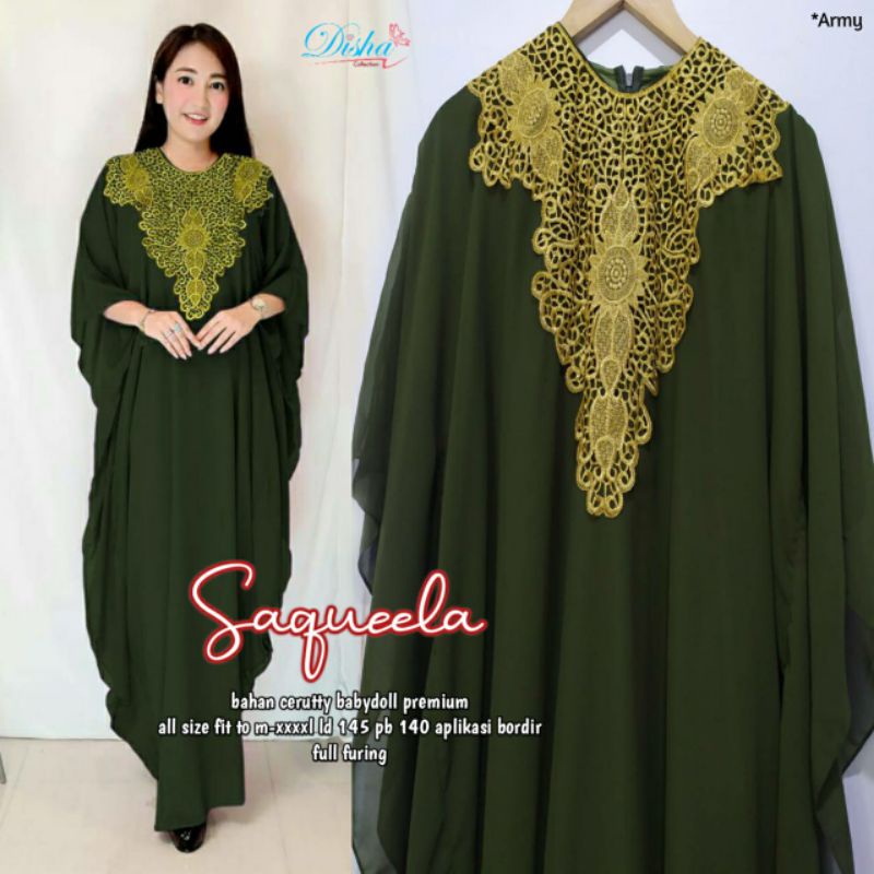 Saquila Kaftan Gamis Wanita Dewasa LD 145 Panjang 140 Super Jumbo