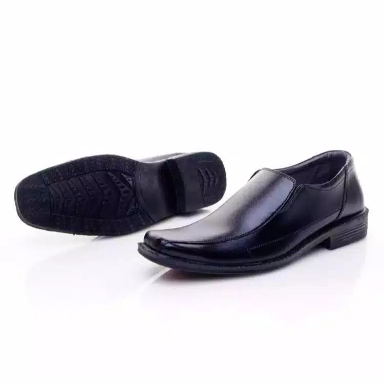 Sepatu Pantofel Pria Kulit Slip On Oxford Sepatu Pantofel Slip On Fullhitam