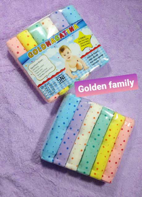 6in1 Bedong Bayi Goldnagatina Rainbow Pelangi motif Boneka Kecil / Dot uk 90x100 bahan lembut  dan halus