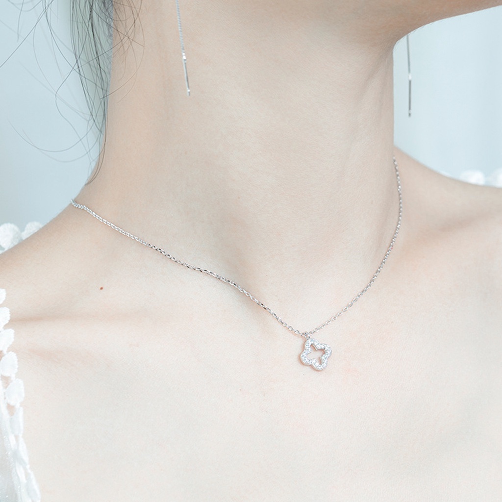Hu Hu Hu Hu Hu Alat Bantu Pasang Kacamata♡ Kalung Rantai Lapis Silver Model Hollow Non Alergi Untuk Wanita