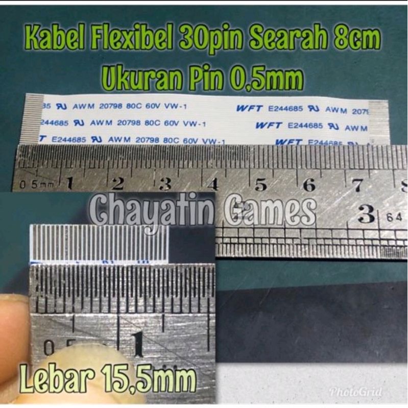 Kabel Flexibel 30 Pin Halus Searah Panjang 8cm - Ukuran Pin 0,5mm