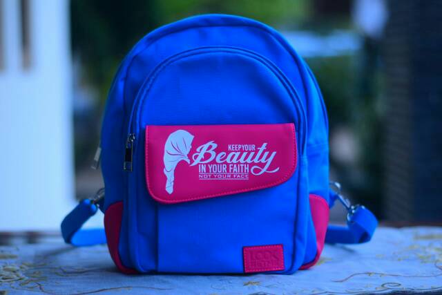 Tas Wanita Muslimah Ransel Sedang Biru,Hitam,Pink Motif Muslimah