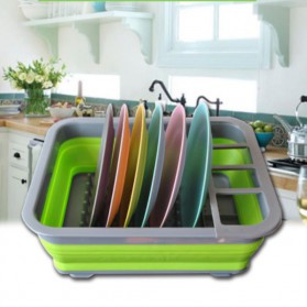 Rak Pengering Dapur Piring Gelas Foldable Collapsible Drainer - QW-822 - Gray