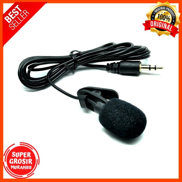 Microphone Clip 3.5mm Untuk Youtube Smartphone Laptop Tablet PC Black