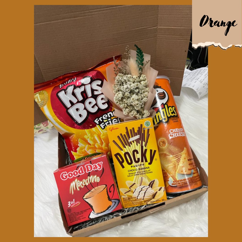 

Snack Box Gift Box Anniversary Birthday Wisuda Sidang Murah Paket Makanan Ringan Orange