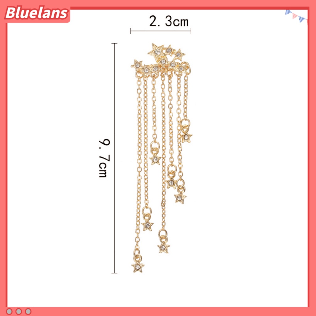 Bluelans 1Pc Eardrop Tassel Design Safe Alloy Rhinestone Stars Chain Ear Jacket for Women