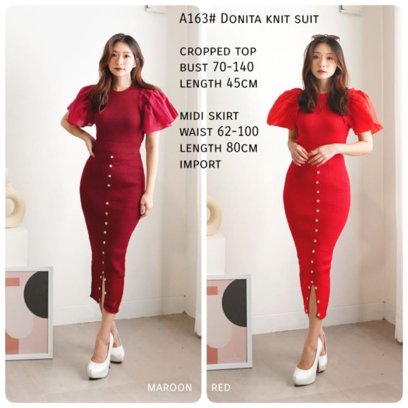 MDLV ~ A163# Donita Knit Suit Knit Bodycon Set Knit Set Premium Setelan Rajut wanita Setelan rajut Import Setelan rajut premium Fashion Import