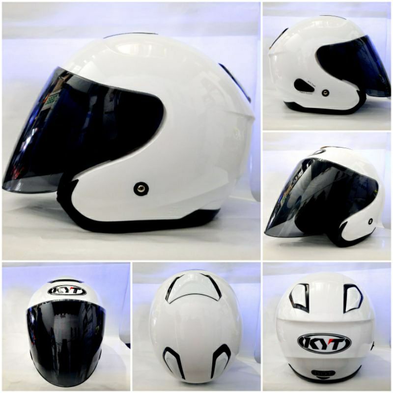 Kyt helm kyoto solid putih gelossy visor flat venom drak smoke