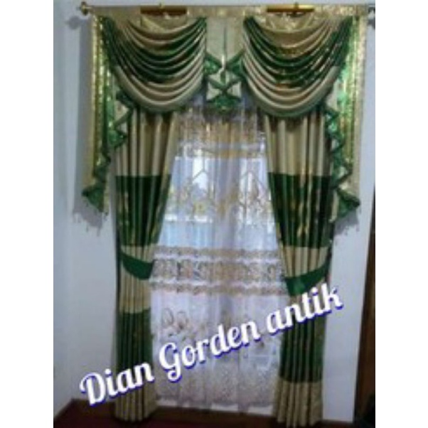 Tirai Pintu Gorden Mewah 1Set Poni Gelombang Spanyol Antik Hordeng blackout import Motif emas