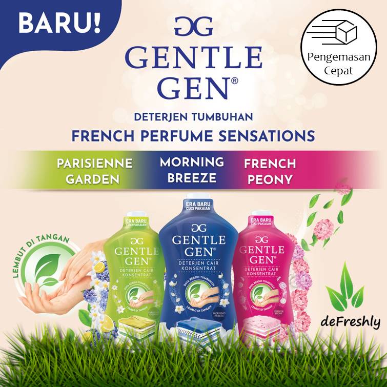 ❤ defreshly ❤ GENTLE GEN - GENTEL GEN DETERJEN CAIR KONSENTRAT DETERGEN TUMBUHAN | Morning Breeze | Parisienne Garden | French Peony | SOSOFT SO SOFT (750ml)