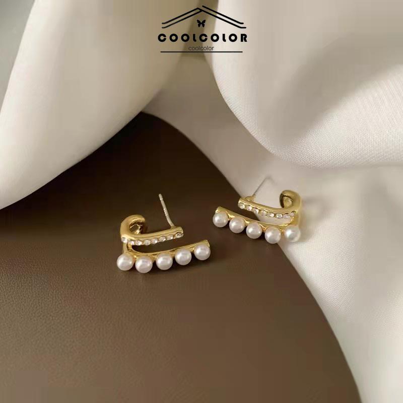 COD ❤️1 Sepasang Anting-anting mutiara perak S925 Anti karat Anti retro temperamen kelas atas Fashion Murah Impor Aksesoris