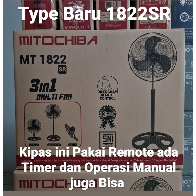 Kipas Angin BESI Remote MITOCHIBA 3in1 MT-1822JR/SR(Pakai Remote)Kwalitas Terbaik  motor 100% tembaga