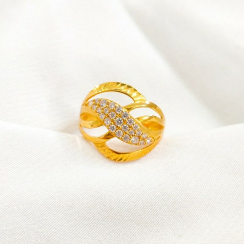 Cincin Soliter Permata satu Emas asli
