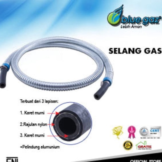 SELANG ORI BLUE GAZ 1,8 Meter SNI Asli LPG Gas TERBARU