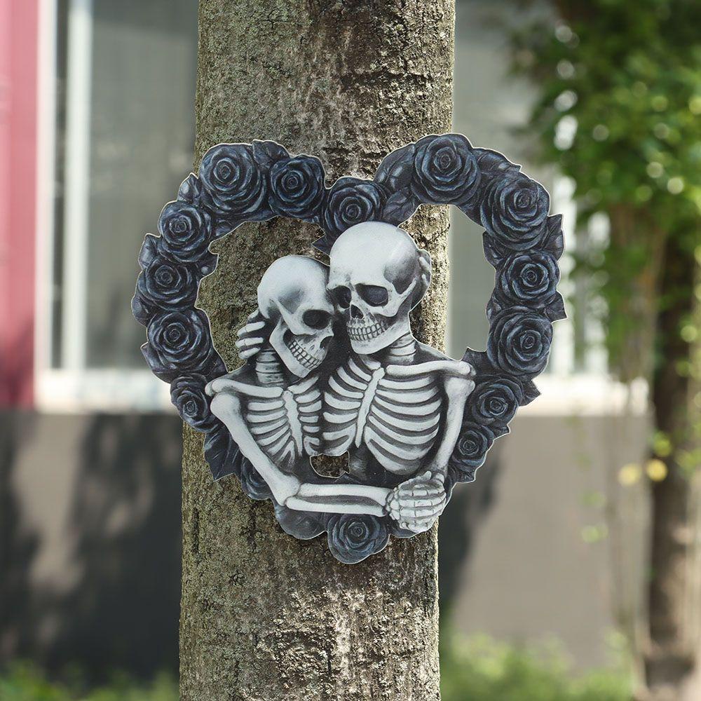 Suyo Dekorasi Pintu Bentuk Hati Motif Tengkorak Gaya Gothic