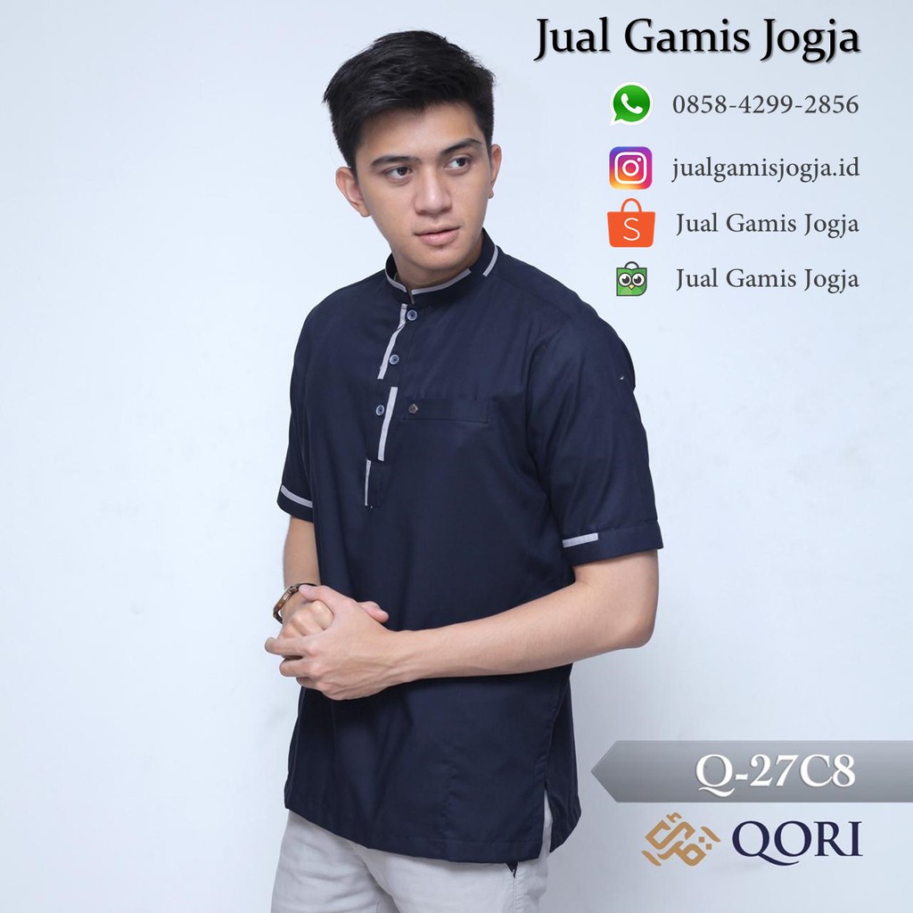 Koko Qori  Q 27 C Lengan Pendek Baju  Muslim  Pria Shopee 