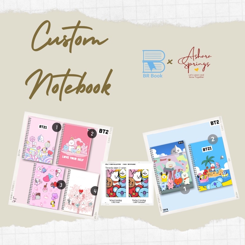 

Notebook BTS BT21 Hardcover Custom Ashara Springs Buku Tulis Catatan Jurnal