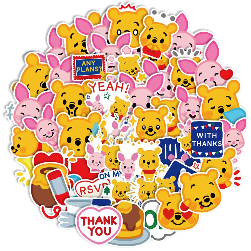 Baru Pooh Bear Stiker kartun ponsel case Jurnal bahan air lucu kaca PVC Jurnal stiker Xiao Zhang