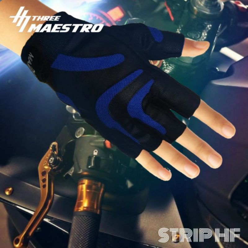 Prabu Acc Sarung Tangan Three Maestro Half Finger Setengah Jari Strip HF