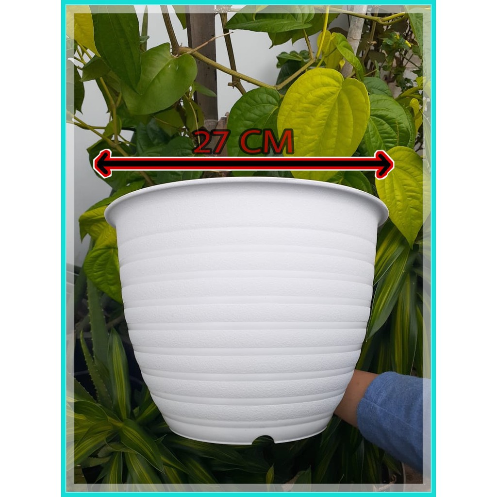 Pot Super Tawon 27 Cm Putih By Garden Of Love Tawon Pot 27CM - Bukan Pot Tawon Madu Jet Gusi 30 32CM