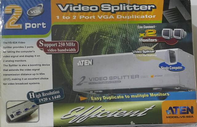 Aten 2 Port Video Splitter (250MHZ) 1920x1440 @60 Hz 65m - VS92A