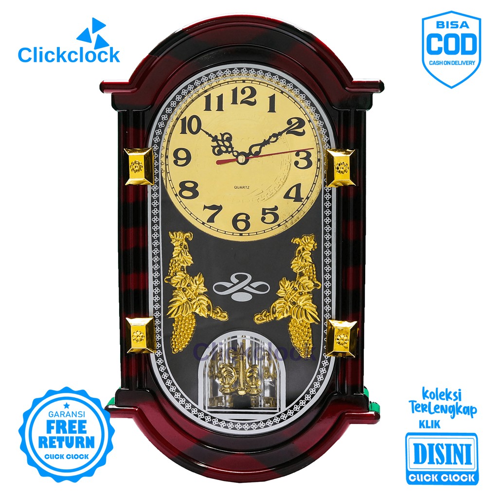 Jam Dinding Bell Minimalis Maroon Nikko NK-142 Besar Hiasan Kamar Unik