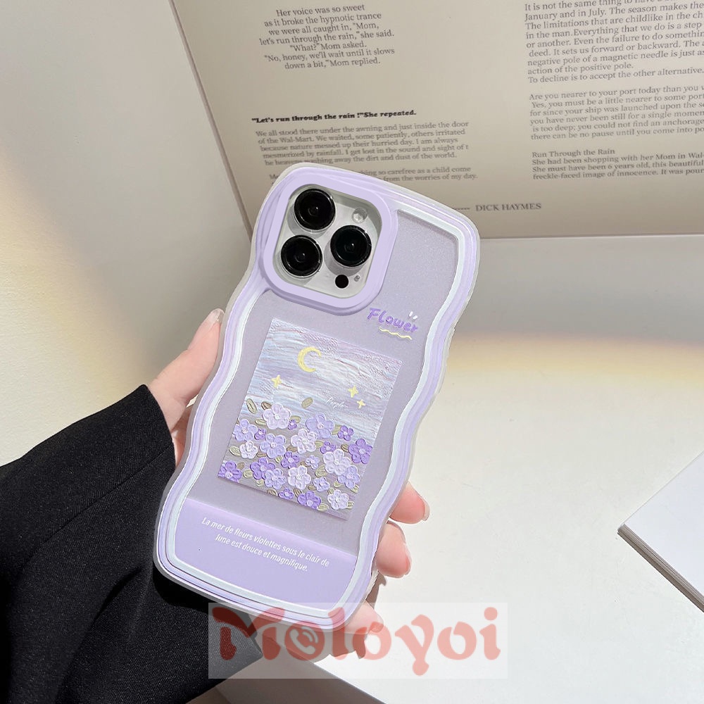 Soft Case Motif Bunga Ungu Untuk IPhone 6 6s 7 8 14 Plus XR 11 12 13 Pro MAX X XS MAX SE 2020