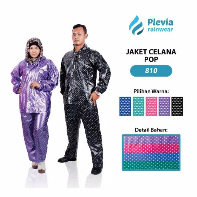 Jas Hujan Pop Polkadot 810 Setelan Plevia