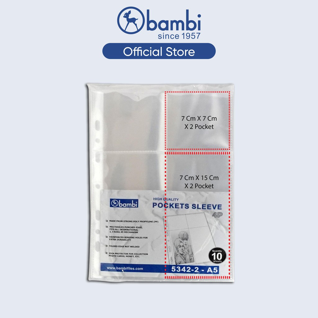 

Bambi Document Pocket A5 4 Pocket Isi 10 Lembar Tipe Photocard Sleeve Original