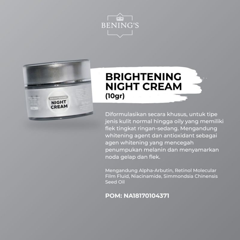 NIGHT CREAM BENINGS SKINCARE DR. OKY PRATAMA | BRIGHTENING ACNE EXCLUSIVE